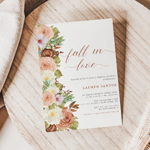 Invitación Caer enamorada - Ducha nupcial mínima de otoño  