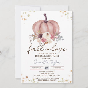 Invitación Caer enamorada, ducha nupcial otoñal, floral
