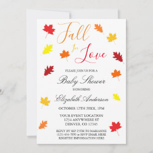 Invitación Caer Enamorada El otoño deja Baby Shower