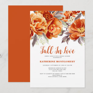 Invitación Caer Enamorada Elegante Naranja Floral Ducha Brida