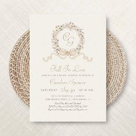 Invitación Caer Enamorada Monograma Elegante Ducha Bridal