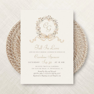 Invitación Caer Enamorada Monograma Elegante Ducha Bridal