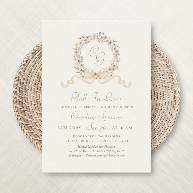 Invitación Caer Enamorada Monograma Elegante Ducha Bridal (Subido por el creador)