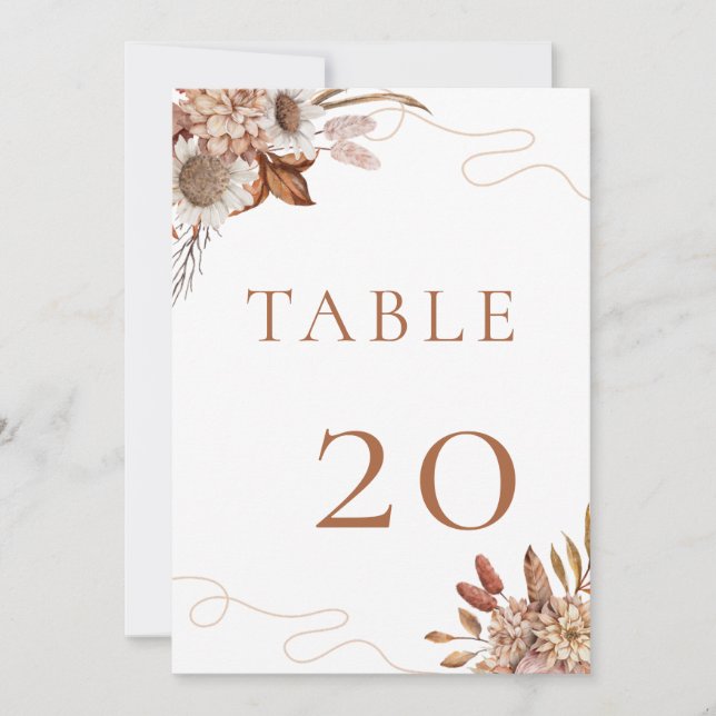 Invitación Caer enamorada | Número de tabla Boda de las flore (Anverso)
