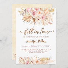 Invitación Caer Enamorada Pampas Ducha De Novias De Boho Gras