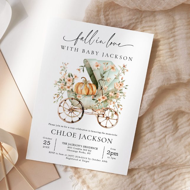 Invitación Caer Enamorada Pequeña Calabaza Otoño Baby Shower (Subido por el creador)