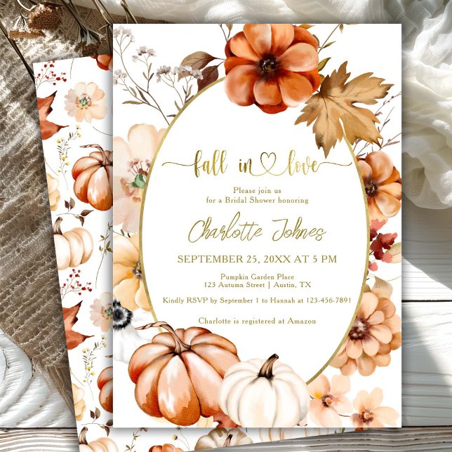 Invitación Caer Enamorada Russet Gold Cream Bridal Shower (Subido por el creador)