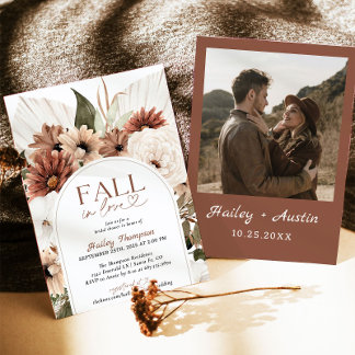 Invitación Caer Enamorada Rústica Boho Bridal Shower Terracot