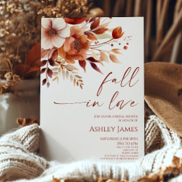 Invitación Caer Enamorada Rusty Burgundy Floral Bridal Shower