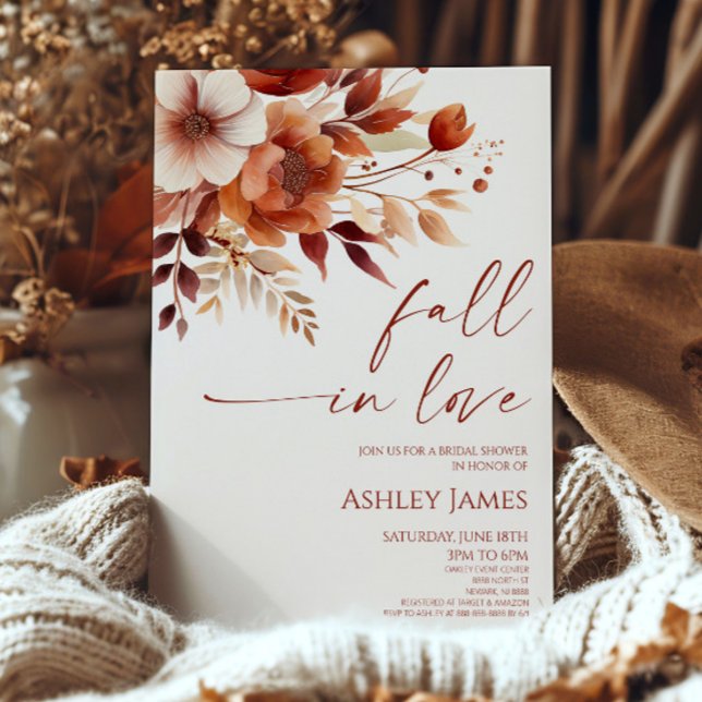Invitación Caer Enamorada Rusty Burgundy Floral Bridal Shower (Subido por el creador)