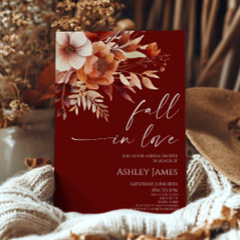 Invitación Caer Enamorada Rusty Burgundy Floral Bridal Shower