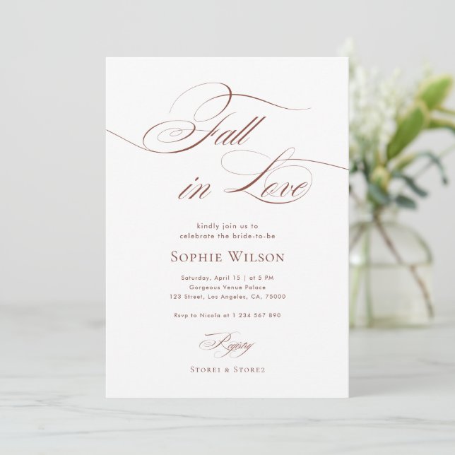 Invitación Caer Enamorada Sofisticada Ducha De Novias Con Gui (Anverso de pie)