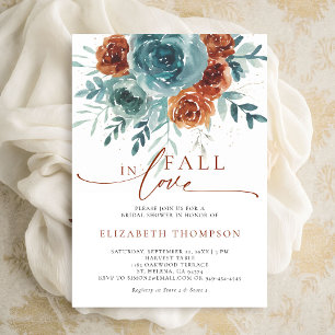Invitación Caer enamorada Verde azulada terracota Boho ducha