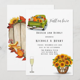 Invitación Caer Enamorada Vintage Truck Pumpki Bubbly & Bubbl