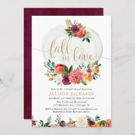 Invitación Caer enamorado de calabazas blancas con flores de