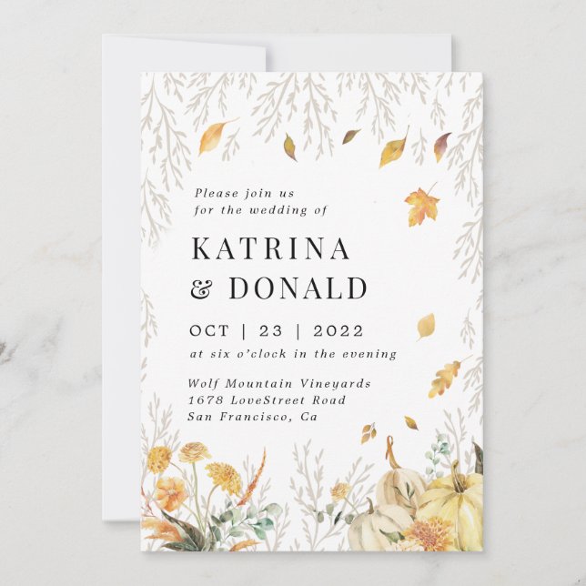 Invitación Caer enamorado El otoño deja Boda (Anverso)