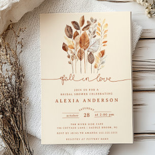 Invitación Caer enamorado otoño deja ducha de novia