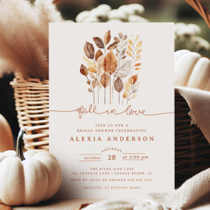 Invitación Caer enamorado otoño deja ducha de novia