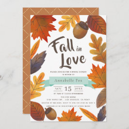 Invitación Caer enamorado otoño deja ducha marrón de novia