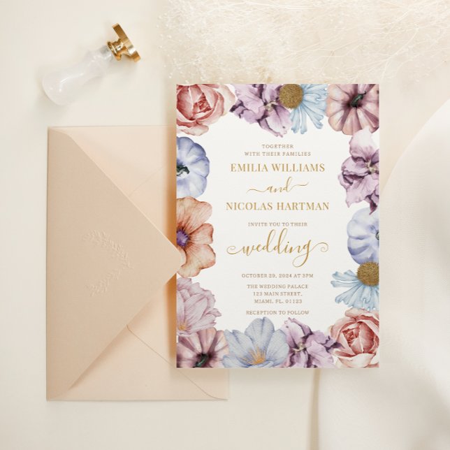 Invitación Caer Floral Romántica Todo En Un Boda (Subido por el creador)
