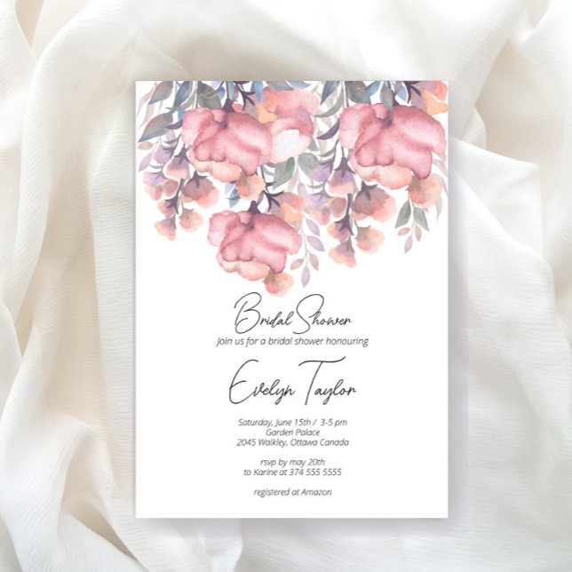 Invitación Caer florido rosa Dusty Bridal Shower (Subido por el creador)