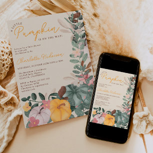 Invitación Caer moda de guirnalda pequeña calabaza de bebé du