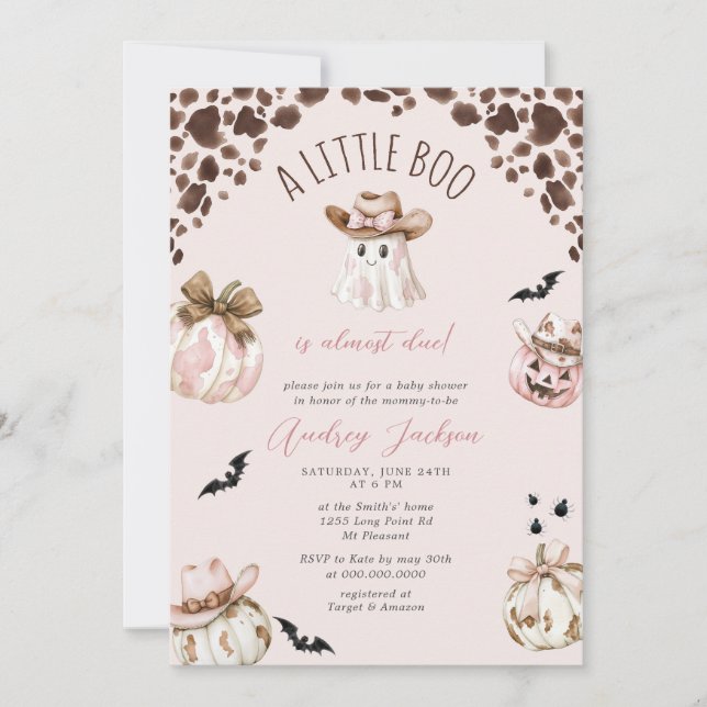 Invitación Caer Niña Chica de Bote Occidental Baby Shower (Anverso)