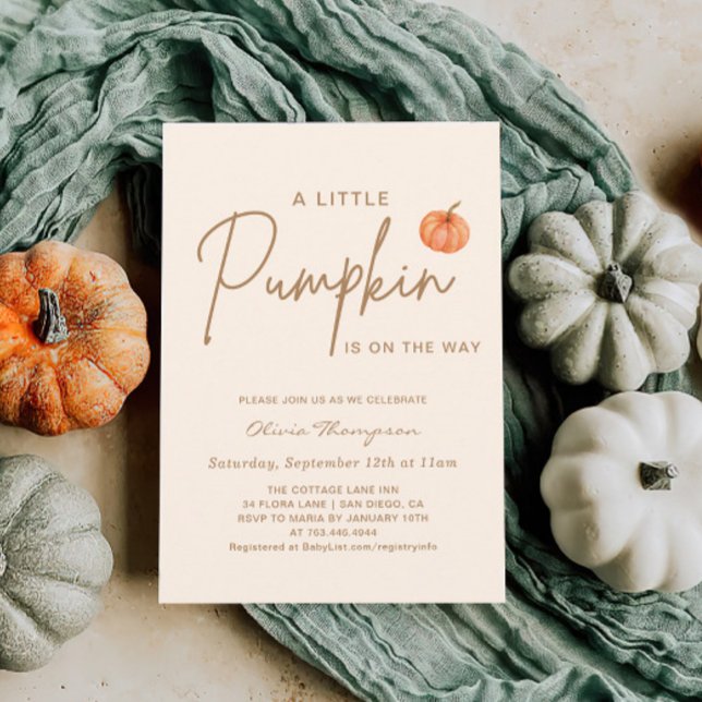 Invitación Caer Pequeña Calabaza Género Neutral Baby Shower (Subido por el creador)