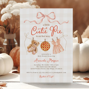 Invitación Caer Pequeño Cerdo Codo Bow Teddy Bear Baby Shower