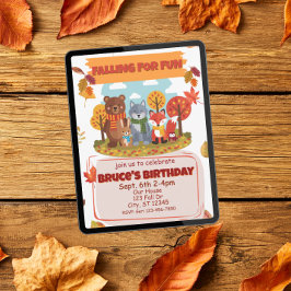Invitación Caer por diversión, Cumpleaños de animales del bos