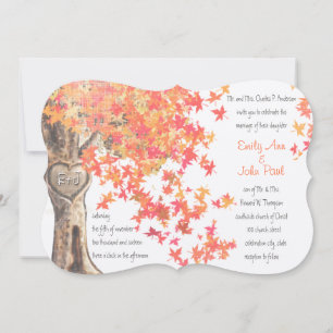 Invitación Caer Romántico Naranja de Árbol Rústico Boda Amari
