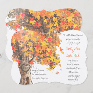 Invitación Caer Romántico Naranja de Árbol Rústico Boda Amari