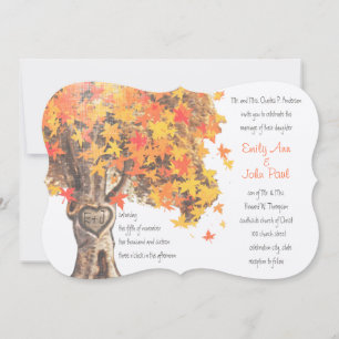 Invitación Caer Romántico Naranja de Árbol Rústico Boda Amari