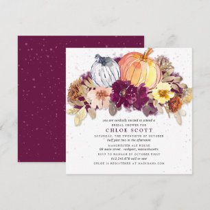 Invitación Caer Rústica Borgoña Floral Calabaza Bridal Ducha
