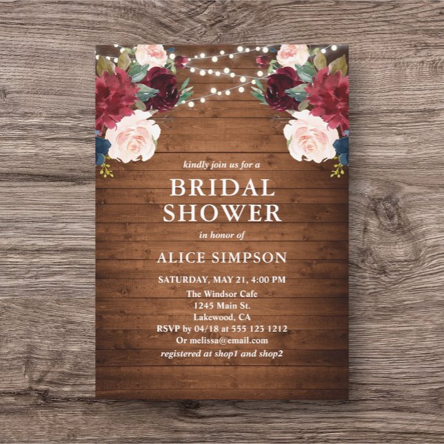 Invitación Caer Rústica Madera Floral Bridal Shower (Subido por el creador)