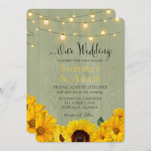 Invitación Caer Sunflowers Sage Wood Ilumina A Nuestro Boda