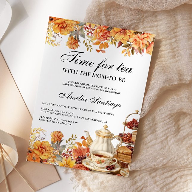 Invitación Caer Té Floral Con Mamá Para Ser Baby Shower (Subido por el creador)