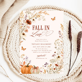 Invitación Caerse de amor Arco de calabaza Floral Ducha Nupci