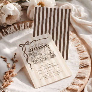 Invitación Cafe Bebe Arco Iris Marrón Bebé Cumple Neutral