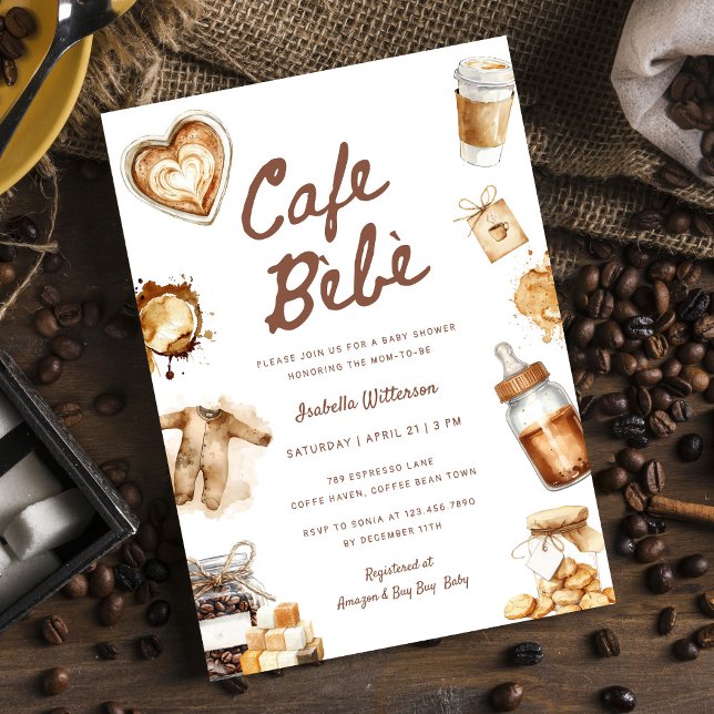 Invitación Cafe Bebe Baby Is Brewing Coffee Brown Baby Shower (Subido por el creador)