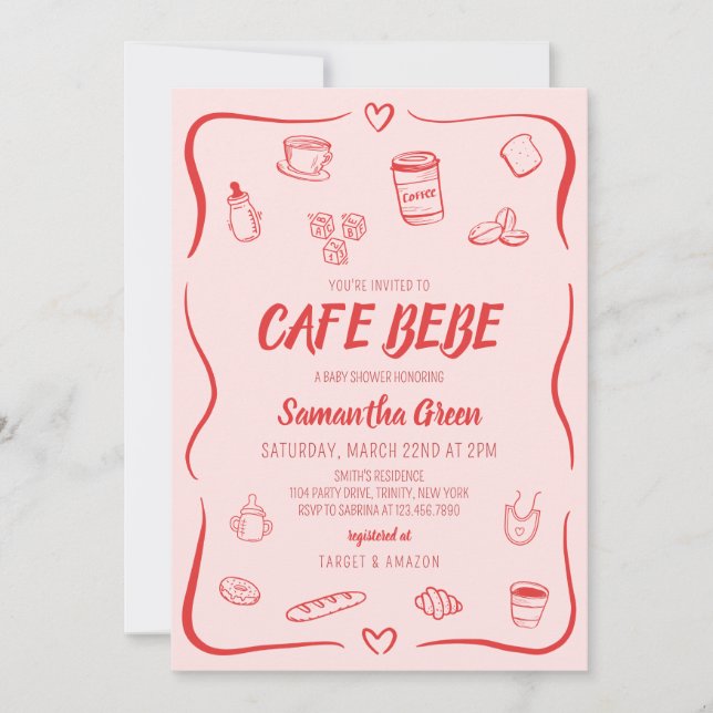 Invitación Cafe Bebe Baby Shower (Anverso)