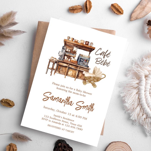 Invitación Cafe Bebe Coffee Baby Shower (Coffee Baby Shower invitation)