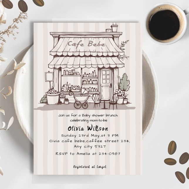 Invitación Cafe Bebe Coffee theme gender neutral Baby shower (Subido por el creador)