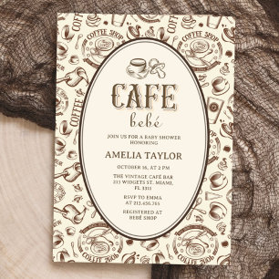 Invitación Café Bébé Ducha de Café Vintage para Bebé   Retro
