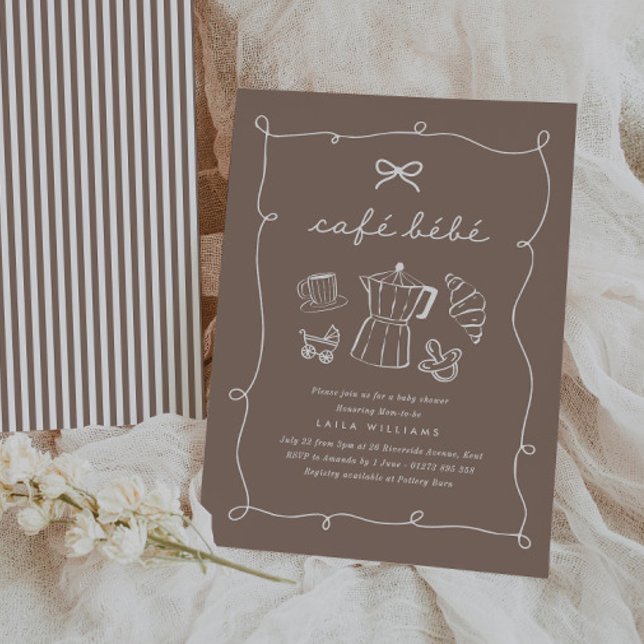 Invitación Café Bebe Espresso para Baby Shower en Casa (Zazzle Cafe Bebe Home Coffee Baby Shower Espresso Invitation)