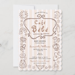 Invitación Café Bébé Francés Moderno Género Neutral Baby Show