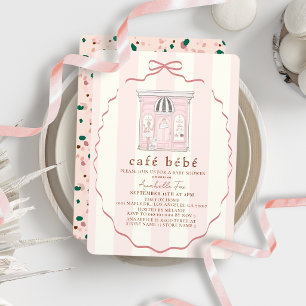 Invitación Café Bébé Francés Paris Café Rosa Baby Shower
