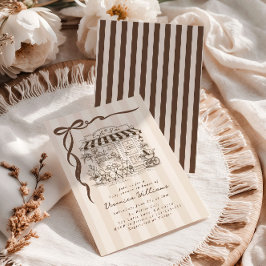 Invitación Cafe Bebe Gender Neutral Brown Bow Baby Shower