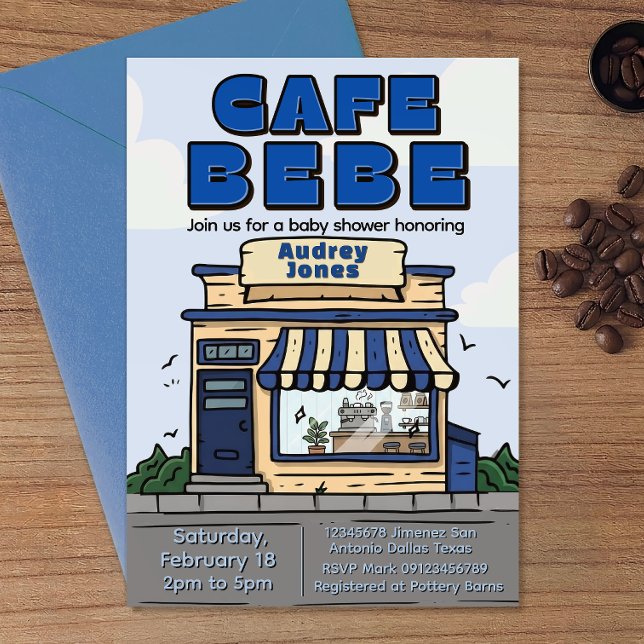 Invitación Cafe Bebe - Tema de Café para Baby Shower (Subido por el creador)