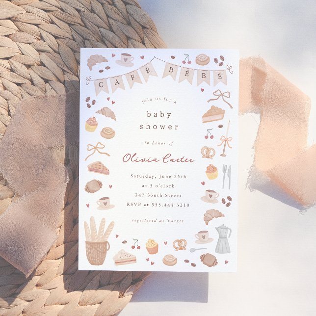 Invitación Cafe Bebe Watercolor Baby Shower (Subido por el creador)